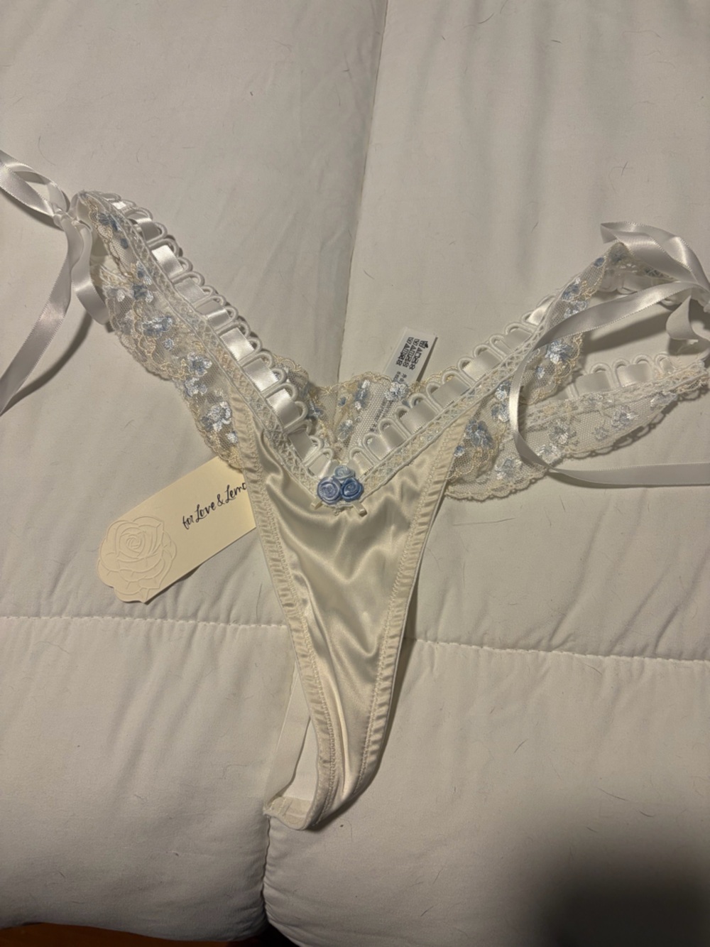 NWT.  Small .For Love And Lemons Women's White Embroidered Lace Thongs